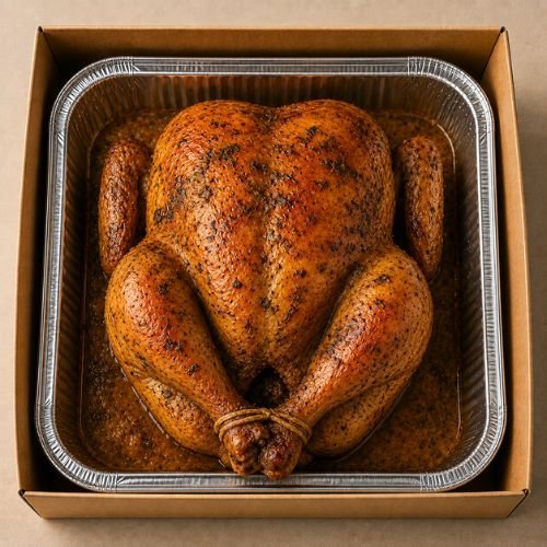 Herb-seasoned roasted chicken cooked until tender and golden