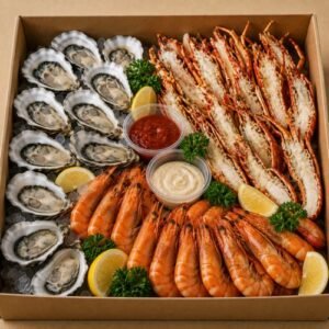 Premium seafood platter with oysters, prawns and Moreton Bay bugs