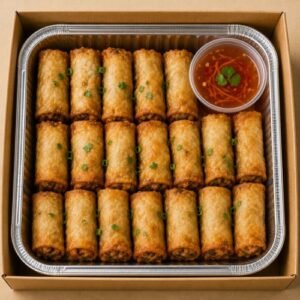 Vietnamese pork spring rolls served with dipping sauce